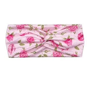 Pink Floral & Lips Print Valentine Twist Headband
